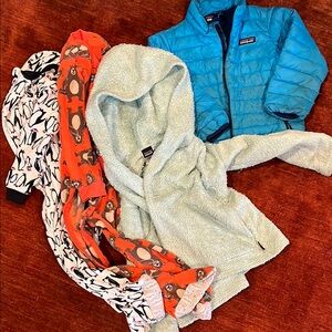 4T footie pjs and Patagonia coat bundle